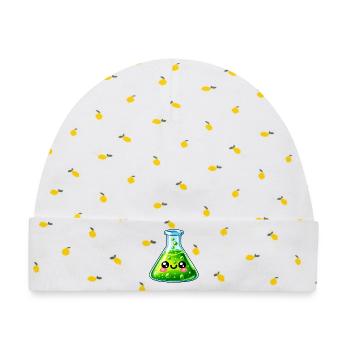Grüner Blubber im Erlenmeyer - Baby Premium Organic Mütze - Weiß/Zitronengelb - Vorne