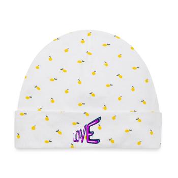 Liebe Neon-Schriftzug - Baby Premium Organic Mütze - Weiß/Zitronengelb - Vorne