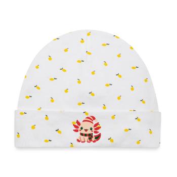 Axolotl Weihnachtsmuetze Icon - Baby Premium Organic Mütze - Weiß/Zitronengelb - Vorne