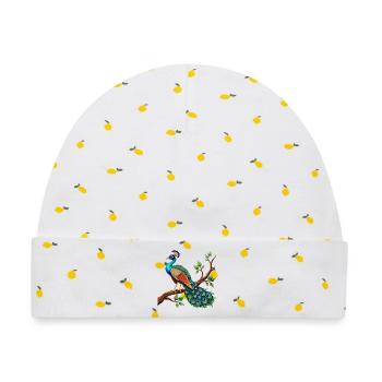 Einfacher Pfau auf Ast - Baby Premium Organic Mütze - Weiß/Zitronengelb - Vorne