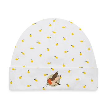 Aquarell Robin auf Kreis - Baby Premium Organic Mütze - Weiß/Zitronengelb - Vorne