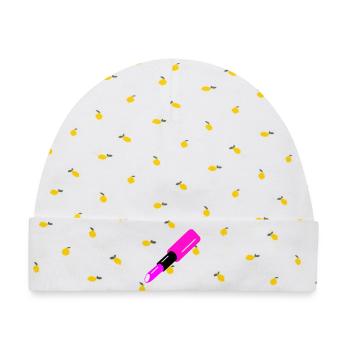 Lippenstift Design - Baby Premium Organic Mütze - Weiß/Zitronengelb - Vorne