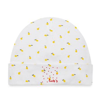 Wertschätzung Herz Liebe - Baby Premium Organic Mütze - Weiß/Zitronengelb - Vorne