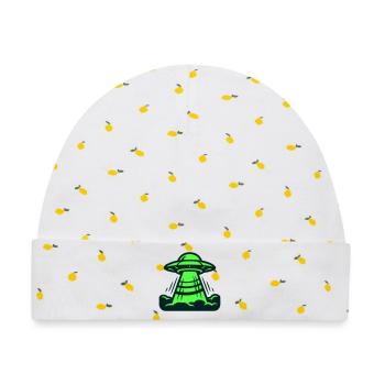 Ufo Start Landung Grafik - Baby Premium Organic Mütze - Weiß/Zitronengelb - Vorne