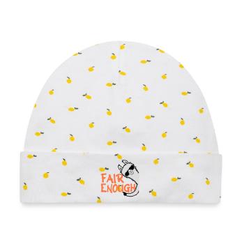 Fair Enough Witty Funny Sarcastic Spruch Logo Lama - Baby Premium Organic Mütze - Weiß/Zitronengelb - Vorne