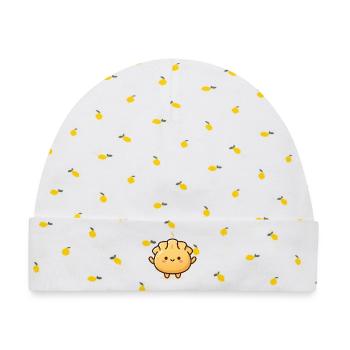 Süßer Dumpling – Niedliche Kawaii Teigtasche - Baby Premium Organic Mütze - Weiß/Zitronengelb - Vorne