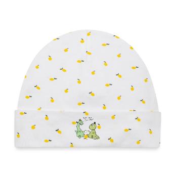 Tea Rex - Baby Premium Organic Mütze - Weiß/Zitronengelb - Vorne