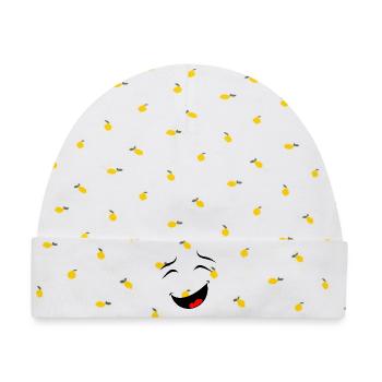 Lachen - Baby Premium Organic Mütze - Weiß/Zitronengelb - Vorne