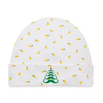 Weihnachtsbaum - Baby Premium Organic Mütze - Weiß/Zitronengelb - Vorne