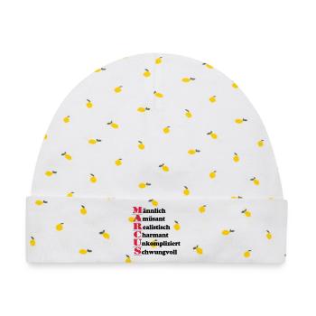 Marcus Vorname,Namensschild,Name,Fun Shirt (25) - Baby Premium Organic Mütze - Weiß/Zitronengelb - Vorne