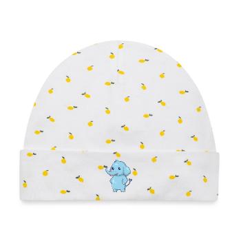 Stehender Elefant - Baby Premium Organic Mütze - Weiß/Zitronengelb - Vorne