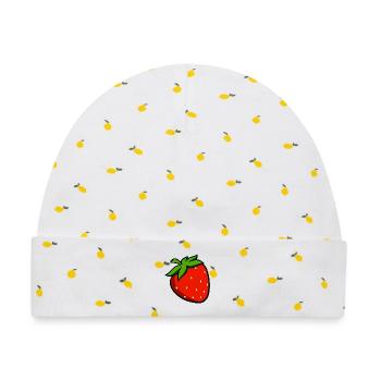 Erdbeeren - Baby Premium Organic Mütze - Weiß/Zitronengelb - Vorne