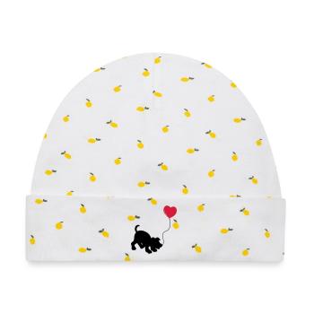 hund mit Luftballon - herz doglover - Kindermotiv - Baby Premium Organic Mütze - Weiß/Zitronengelb - Vorne
