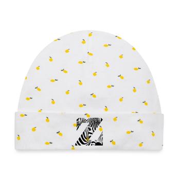 Zebra Mix Mono Black - Baby Premium Organic Mütze - Weiß/Zitronengelb - Vorne