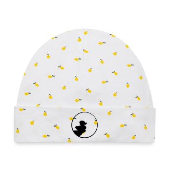 nacht mond abend klippe rund kreis silhouette quie - Baby Premium Organic Mütze - Weiß/Zitronengelb - Vorne