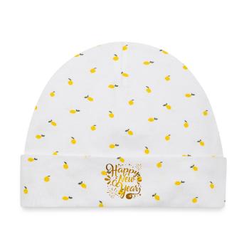 Happy New Year - Baby Premium Organic Mütze - Weiß/Zitronengelb - Vorne