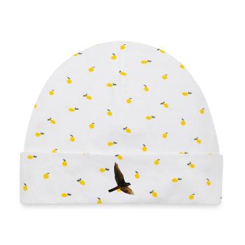 Falke fliegt. Greifvogel - Baby Premium Organic Mütze - Weiß/Zitronengelb - Vorne