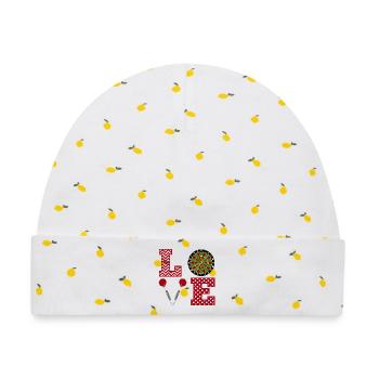 Dart Spiel Liebe Love Dartscheibe Pfeile Geschenk - Baby Premium Organic Mütze - Weiß/Zitronengelb - Vorne