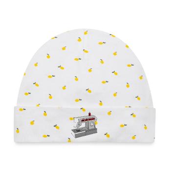 Nahtlose Nähmaschine Illustration - Baby Premium Organic Mütze - Weiß/Zitronengelb - Vorne