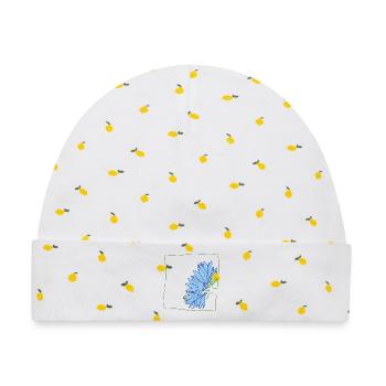 Kornblume minimalistisch - Baby Premium Organic Mütze - Weiß/Zitronengelb - Vorne