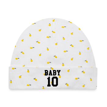 Baby 10 - Baby Premium Organic Mütze - Weiß/Zitronengelb - Vorne