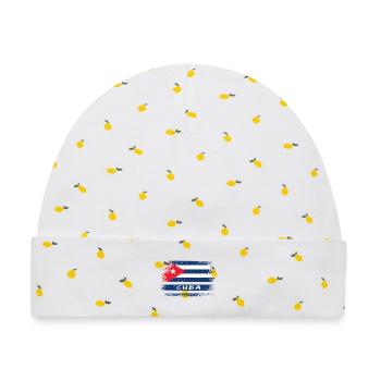 Kuba Vintage Design / Flagge - Baby Premium Organic Mütze - Weiß/Zitronengelb - Vorne