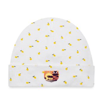 Kenia Design mit Landschaft / Geschenk - Baby Premium Organic Mütze - Weiß/Zitronengelb - Vorne