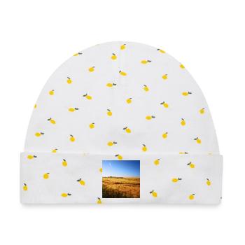 Goldene Weizenfelder unter Blauem Himmel - Baby Premium Organic Mütze - Weiß/Zitronengelb - Vorne