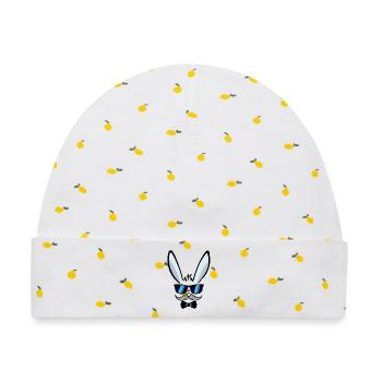 Er | Osterhase Gesicht Osterhäschen Frohe Ostern - Baby Premium Organic Mütze - Weiß/Zitronengelb - Vorne