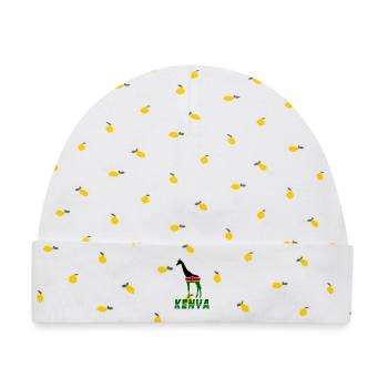 Kenia Giraffe - Baby Premium Organic Mütze - Weiß/Zitronengelb - Vorne