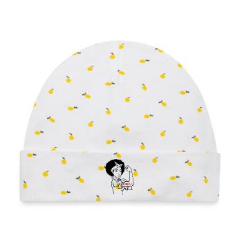 Afro Girl Powerfrau Frauenpower Strong Woman Gift - Baby Premium Organic Mütze - Weiß/Zitronengelb - Vorne