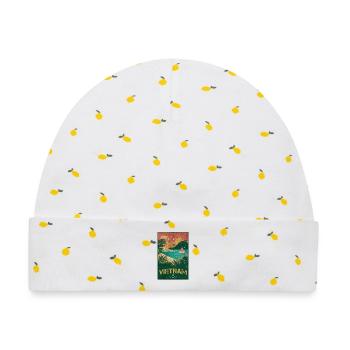Vietnam Vintage Beach Design - Baby Premium Organic Mütze - Weiß/Zitronengelb - Vorne