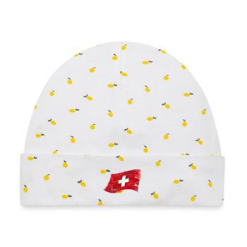 Flagge Schweiz, Drapeau suisse, Bandiera svizzera - Baby Premium Organic Mütze - Weiß/Zitronengelb - Vorne