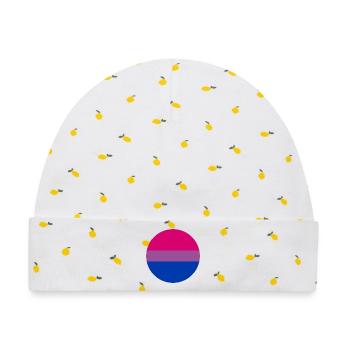 runde Aufkleber bisexuelle Stolz Flagge Aufkleber - Baby Premium Organic Mütze - Weiß/Zitronengelb - Vorne