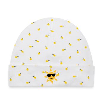 Sonnenbrillen-Sonnenstrahl - Baby Premium Organic Mütze - Weiß/Zitronengelb - Vorne