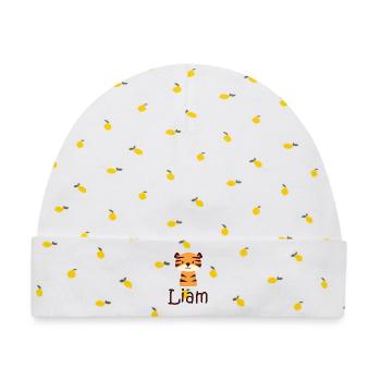 Liam - Baby Premium Organic Mütze - Weiß/Zitronengelb - Vorne