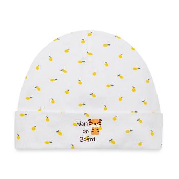 Liam on board - Baby Premium Organic Mütze - Weiß/Zitronengelb - Vorne