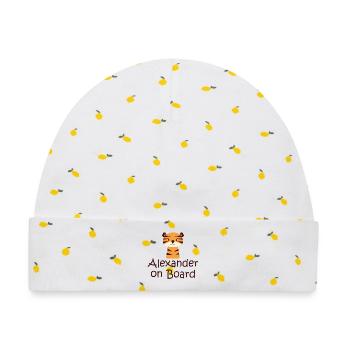 Alexander on board - Baby Premium Organic Mütze - Weiß/Zitronengelb - Vorne