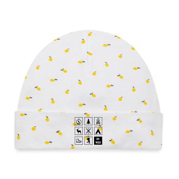 Outdoor Icons Speicher - Baby Premium Organic Mütze - Weiß/Zitronengelb - Vorne