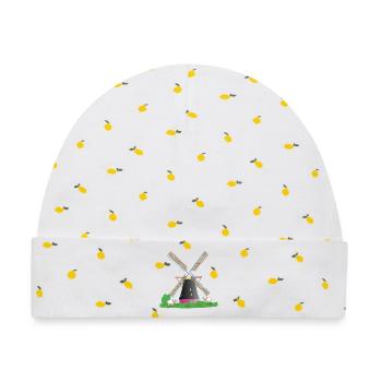 Windmühle mit Schafen - Baby Premium Organic Mütze - Weiß/Zitronengelb - Vorne