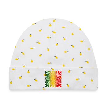 Psychodelisches Spiraldesign mit Regenbogenfarben - Baby Premium Organic Mütze - Weiß/Zitronengelb - Vorne