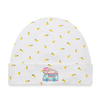 Süßigkeiten Kids Eiscreme - Baby Premium Organic Mütze - Weiß/Zitronengelb - Vorne