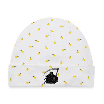 Grim Reaper mit Sense auf Schwarzem Hintergrund - Baby Premium Organic Mütze - Weiß/Zitronengelb - Vorne