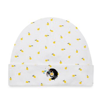 Schallplatte - Baby Premium Organic Mütze - Weiß/Zitronengelb - Vorne