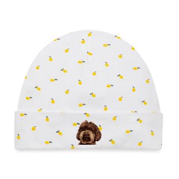 Schnoodle Doodle Dog - Baby Premium Organic Mütze - Weiß/Zitronengelb - Vorne