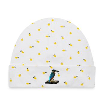 Majestätischer Eisvogel im Digital-Art Stil - Baby Premium Organic Mütze - Weiß/Zitronengelb - Vorne