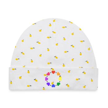 Regenbogen Herzen - Baby Premium Organic Mütze - Weiß/Zitronengelb - Vorne