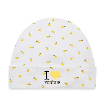 I LOVE FONDUE - Baby Premium Organic Mütze - Weiß/Zitronengelb - Vorne