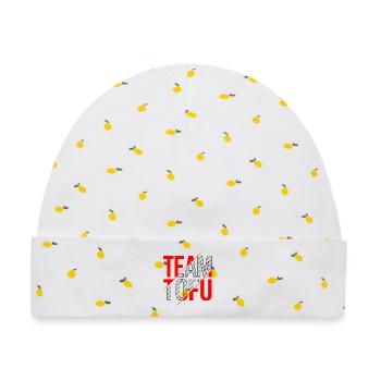 Team Tofu Design - Baby Premium Organic Mütze - Weiß/Zitronengelb - Vorne