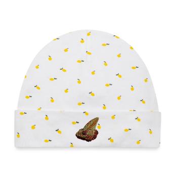 Reptilien designs, Chameleonkopf, freizeitkleidung - Baby Premium Organic Mütze - Weiß/Zitronengelb - Vorne